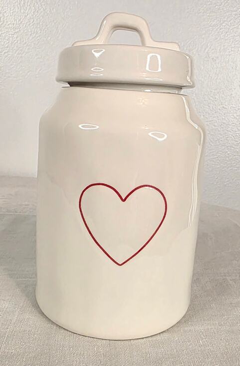 Rae Dunn Other - Rae Dunn Artisan Collection Canister White w/Red Heart 7" Tall Valentines Day